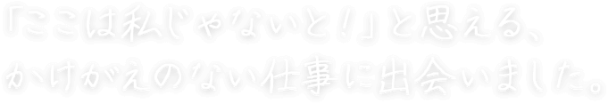 「ここは私じゃないと！」と思える、 かけがえのない仕事に出会いました。 鈴木 めぐみ